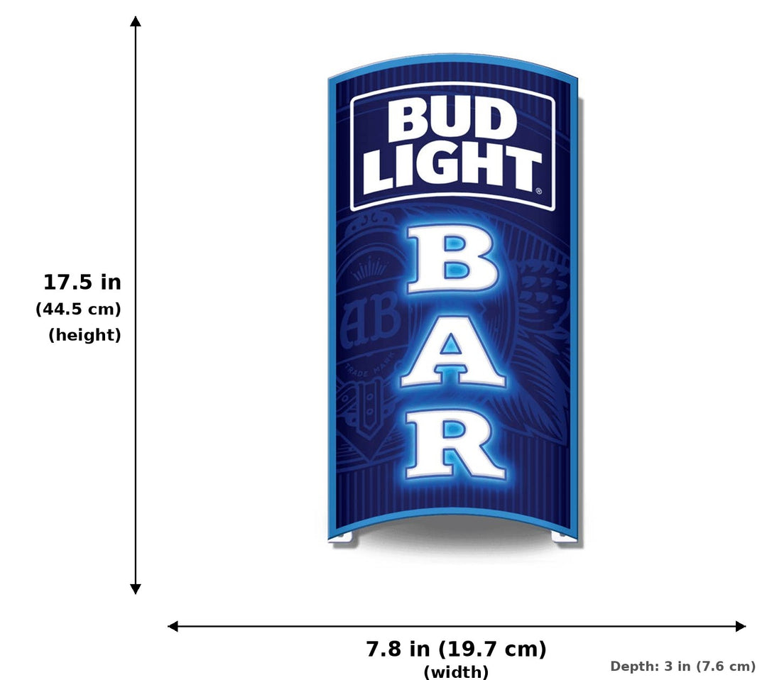 ROLLED: Bud Light 7.5in. x 17.5in. Rolled Aluminum Sign - Measurements