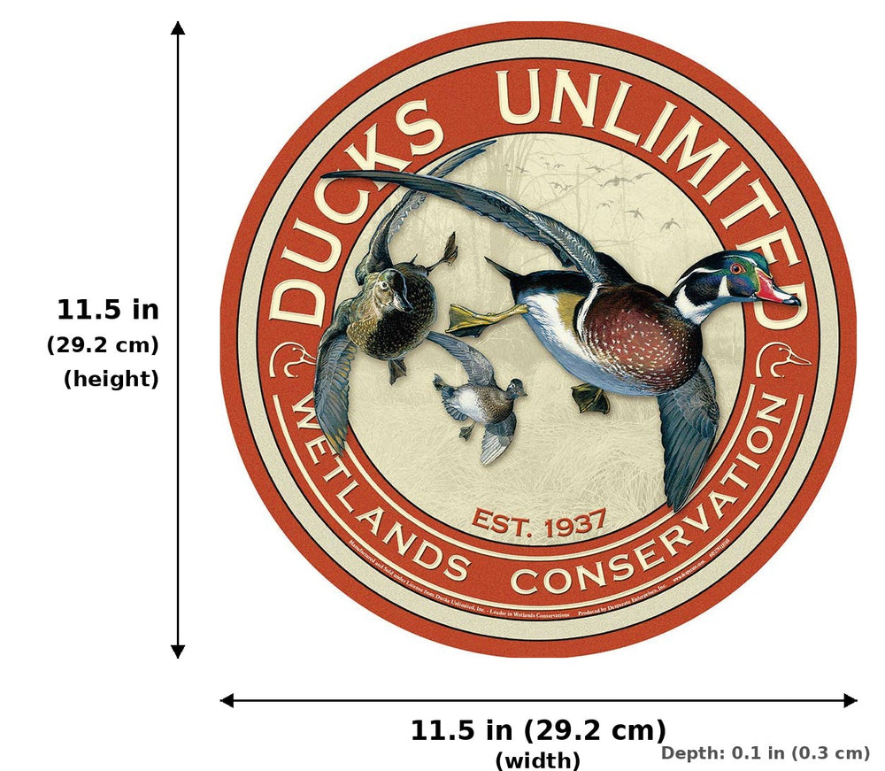ROUND - Ducks Unlimited Tin Sign - Measurements