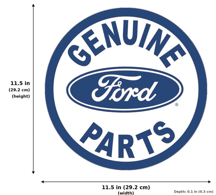 ROUND - Ford Parts Tin Sign - Measurements