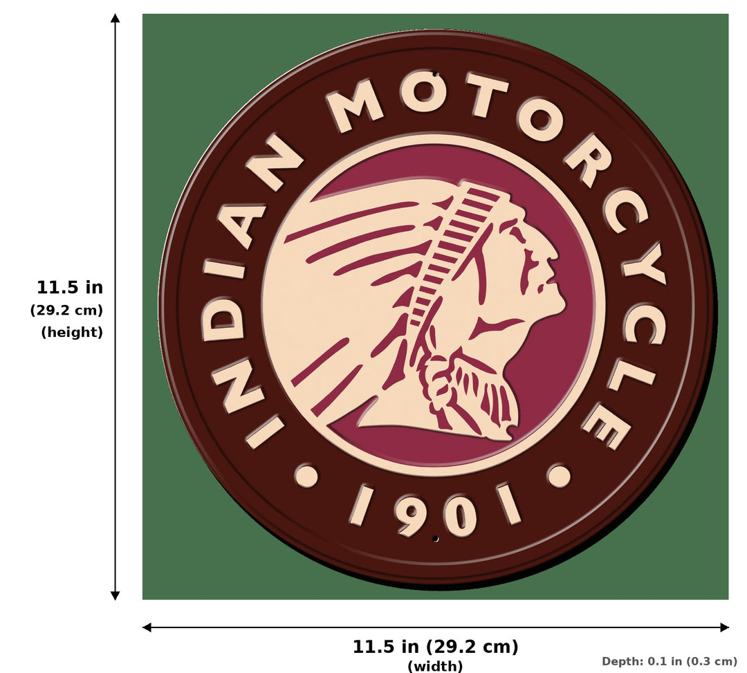 ROUND - Indian Logo Round Tin Sign - Measurements
