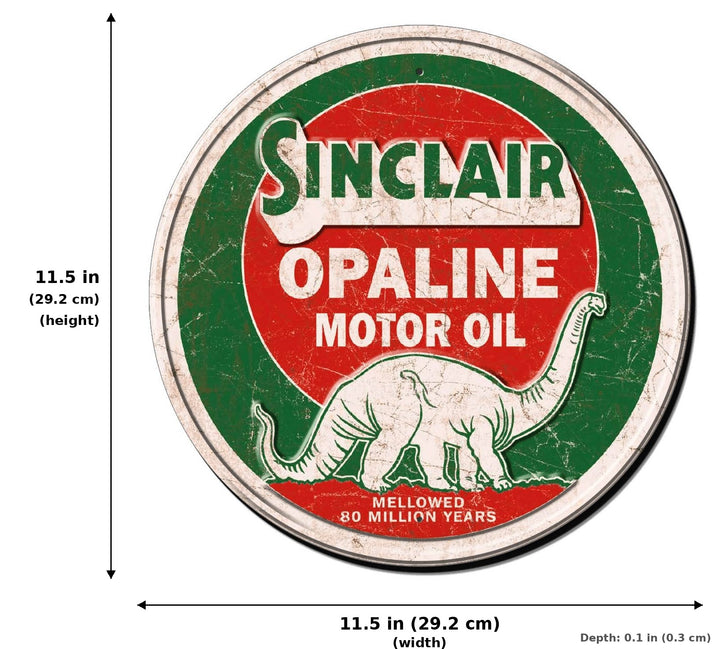 ROUND - Sinclair Opaline Tin Sign - Measurements
