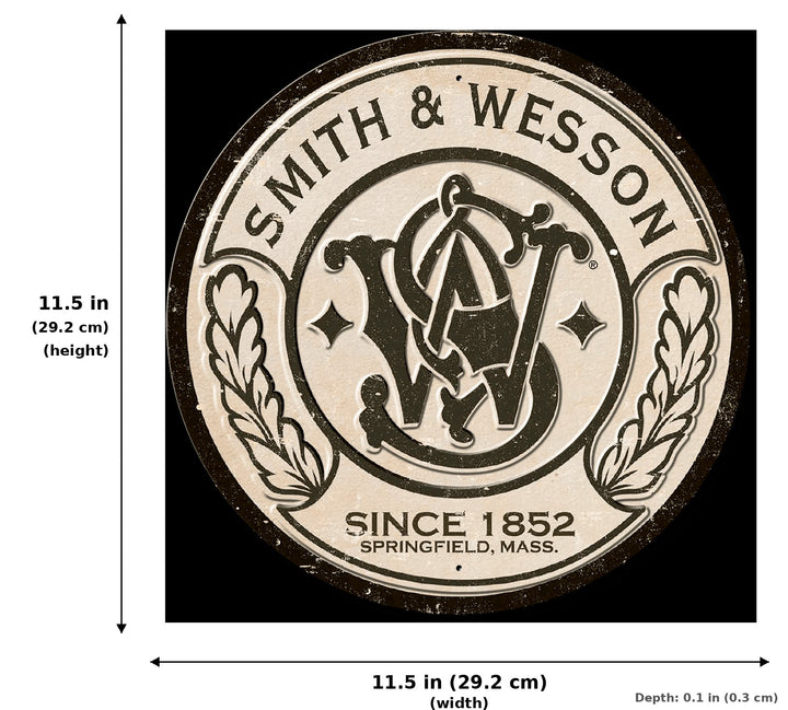ROUND - Smith & Wesson - Round Tin Sign - Measurements