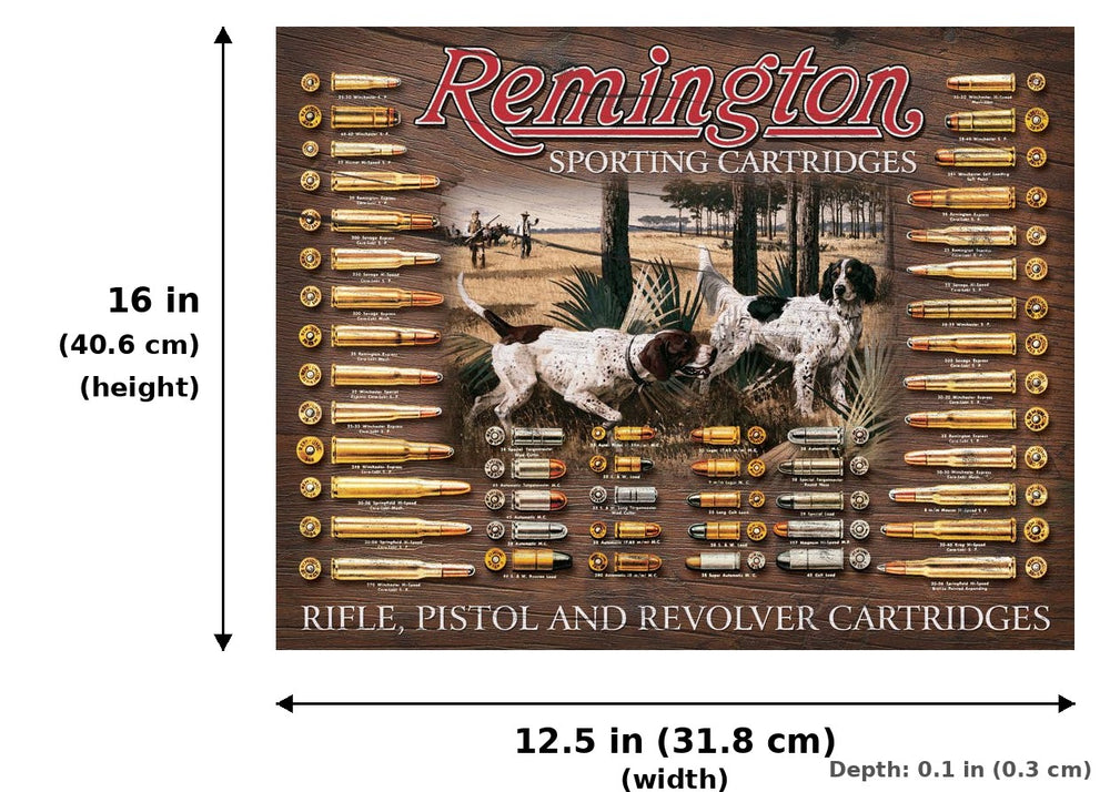 Remington Bullet Board Tin Sign - Measurements