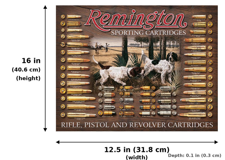 Remington Bullet Board Tin Sign - Measurements