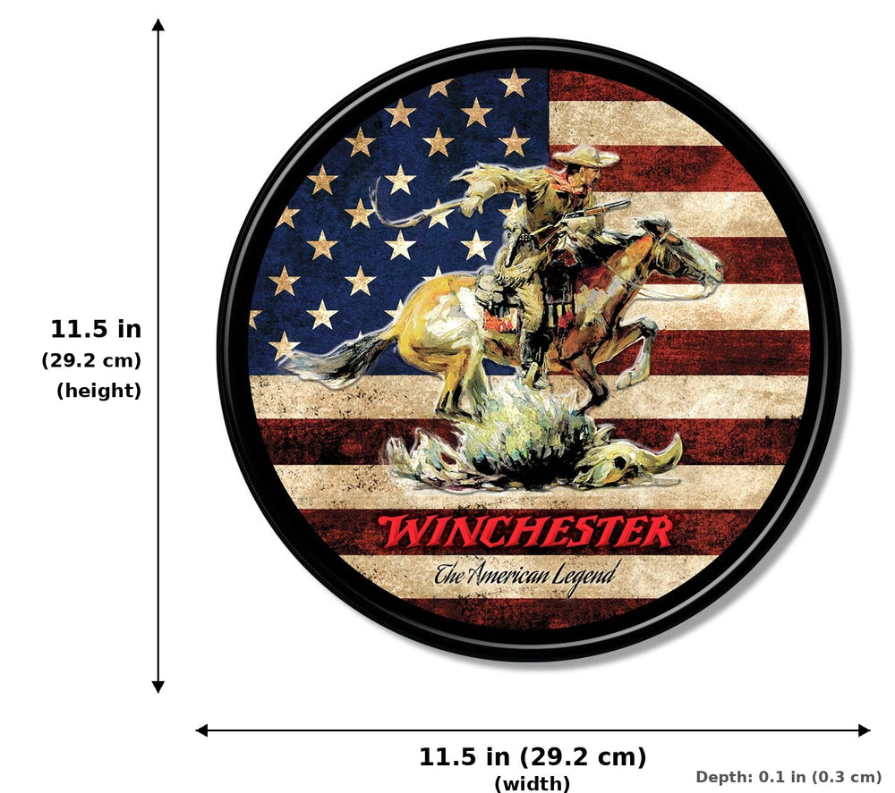 Round - Winchester Flag Tin Sign - Measurements