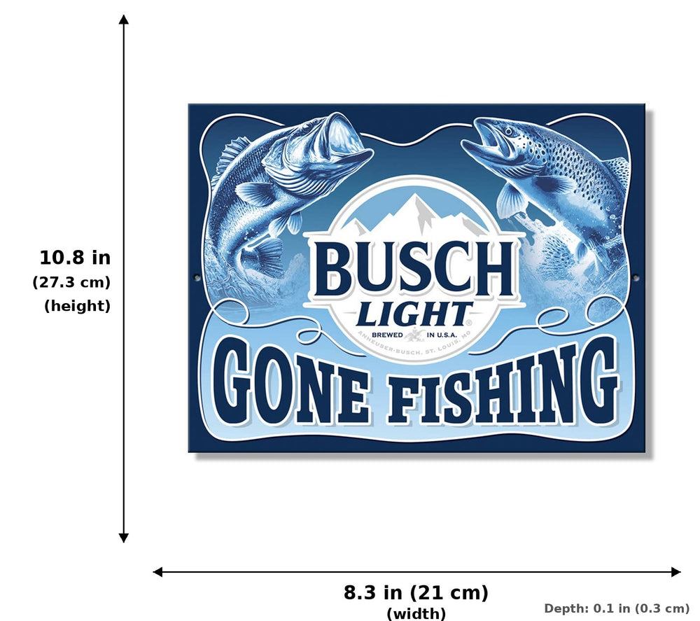 SH - Busch Light Fishing Tin Sign - Measurements