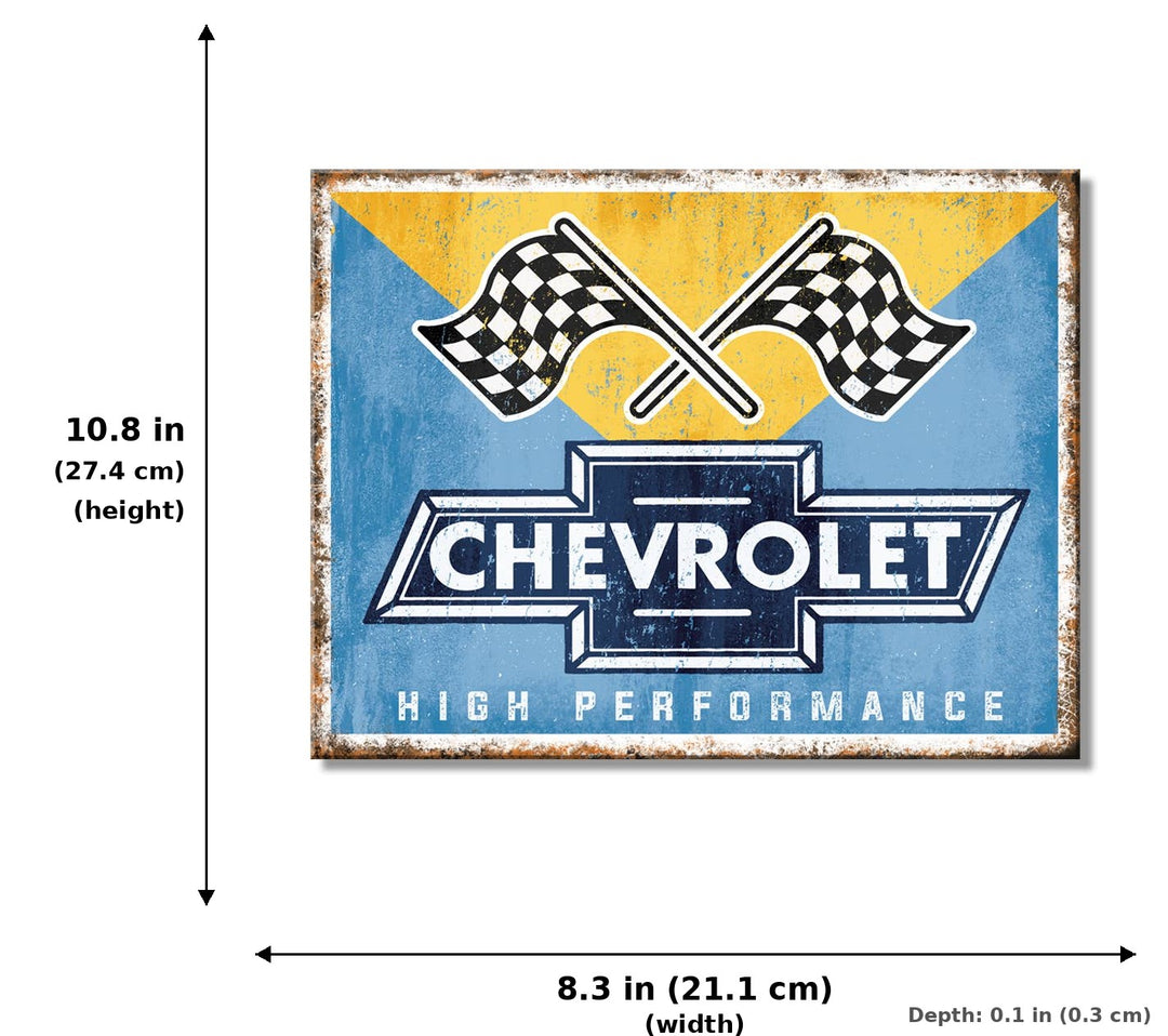 SH - Chevy Racing Flags Tin Sign - Measurements