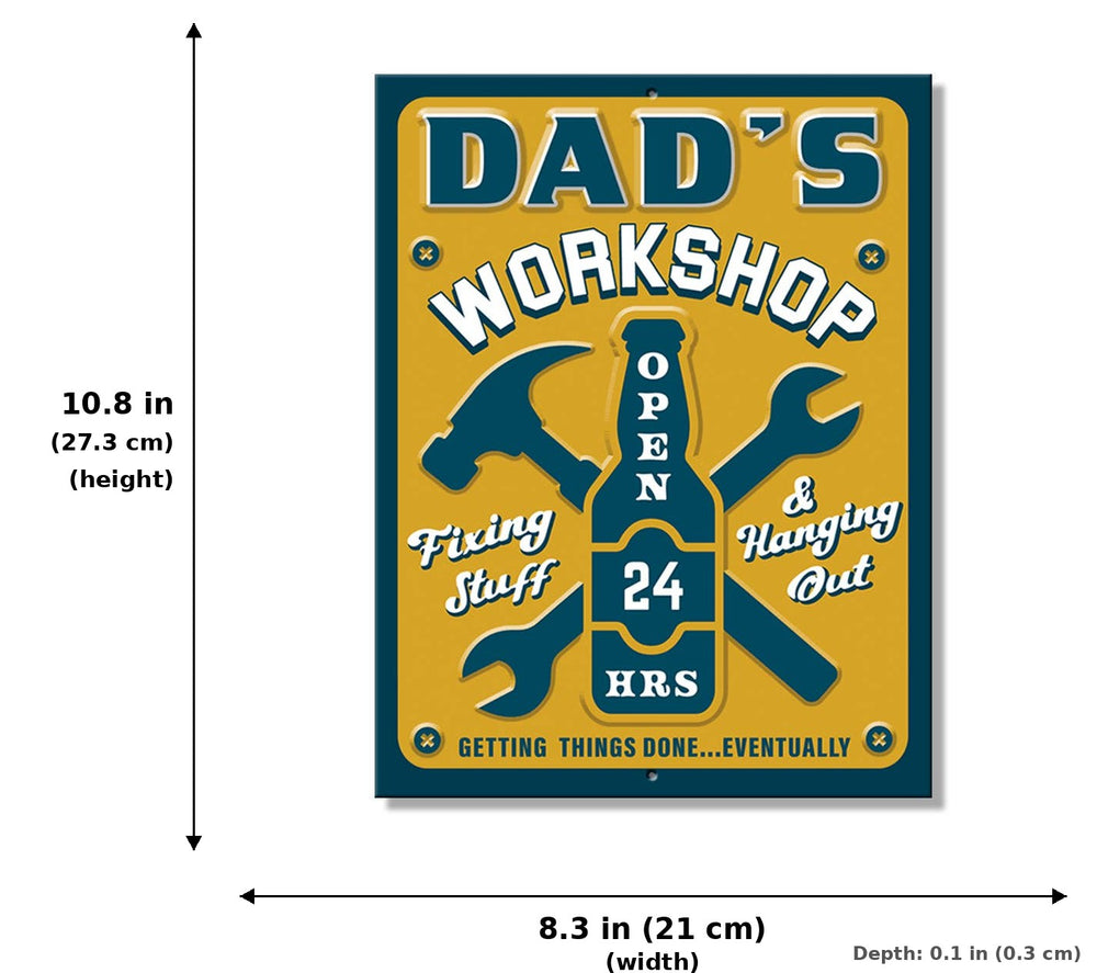 SH - DADs Workshop Tin Sign - Measurements
