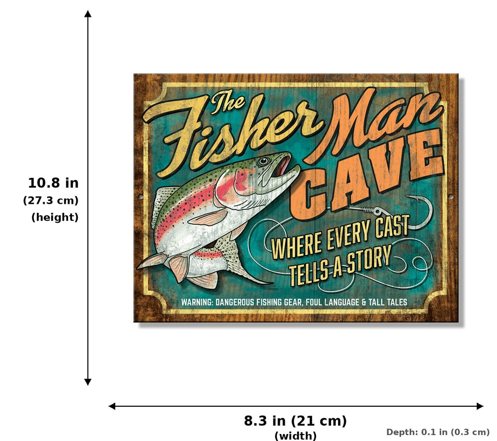 SH - Fisherman Cave Tin Sign - Measurements