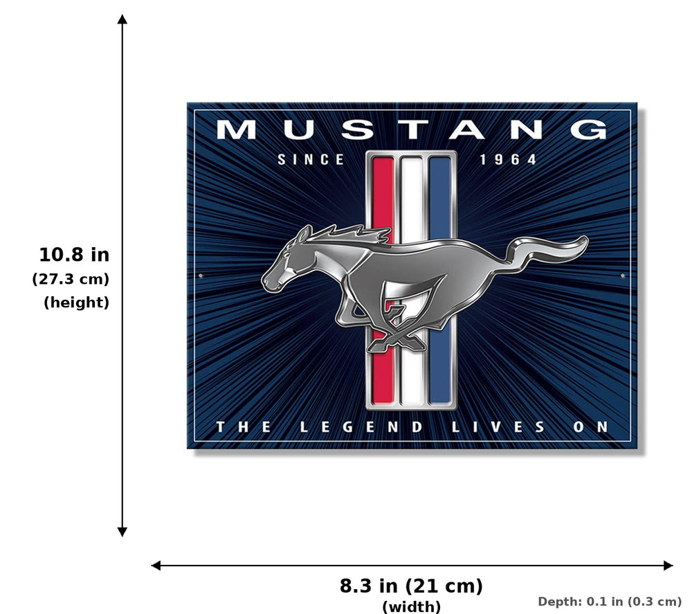 SH - Mustang Lives On Tin Sign - Measurements