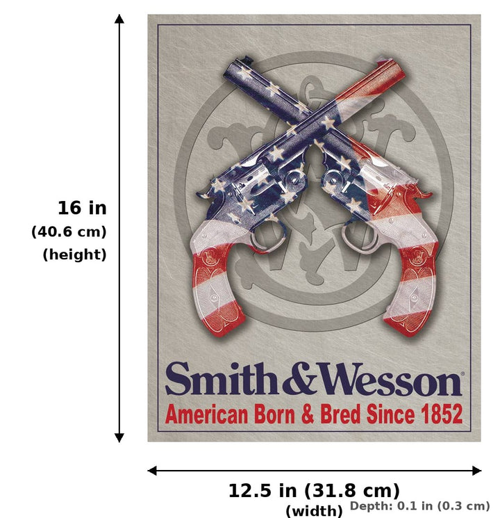 S&W - American Born Tin Sign - Measurements