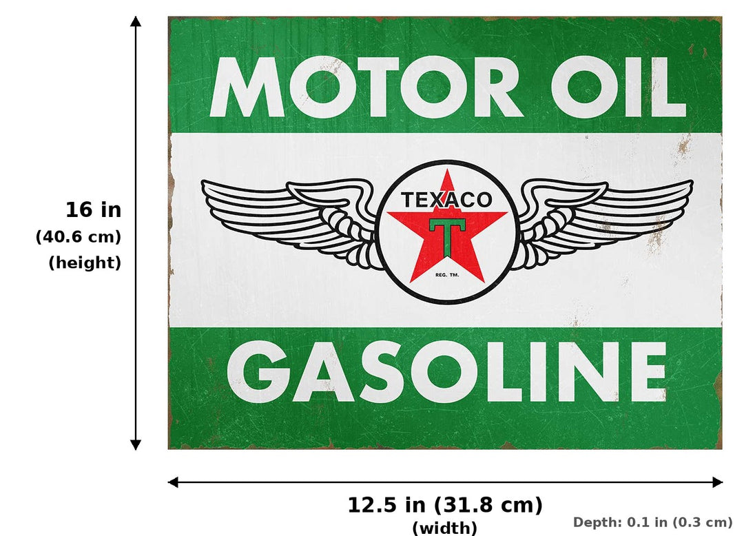 Texaco Oil and Gas Tin Sign - Measurements