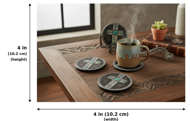 Western Cross Coaster Set - Measurements