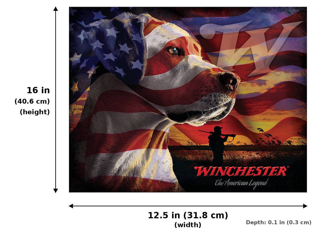 Winchester Dog Tin Sign - Measurements
