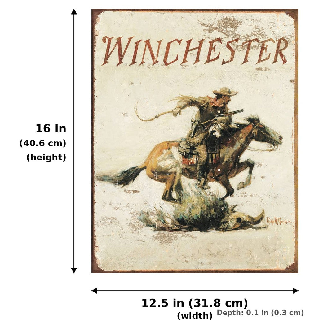 Winchester Logo Tin Sign - Measurements