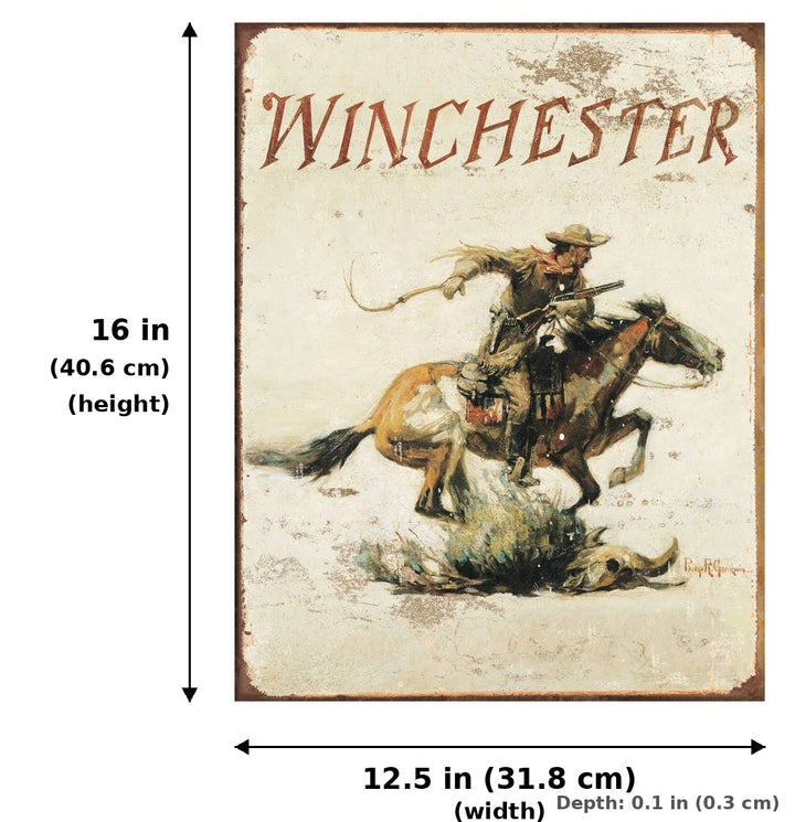 Winchester Logo Tin Sign - Measurements