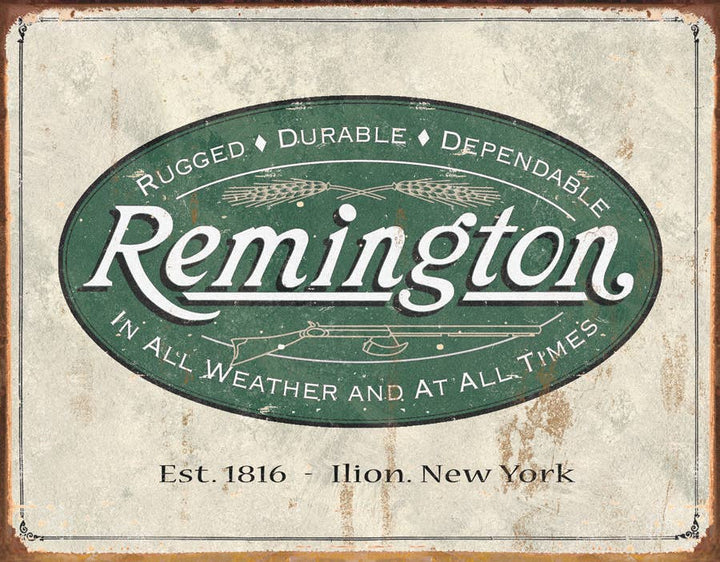 REM - Weathered Logo Tin Sign