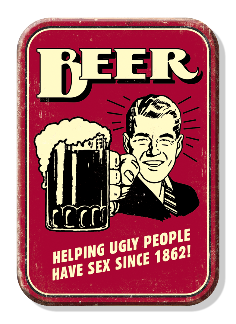 Magnet: Beer - Ugly People Metal wrapped with printed media