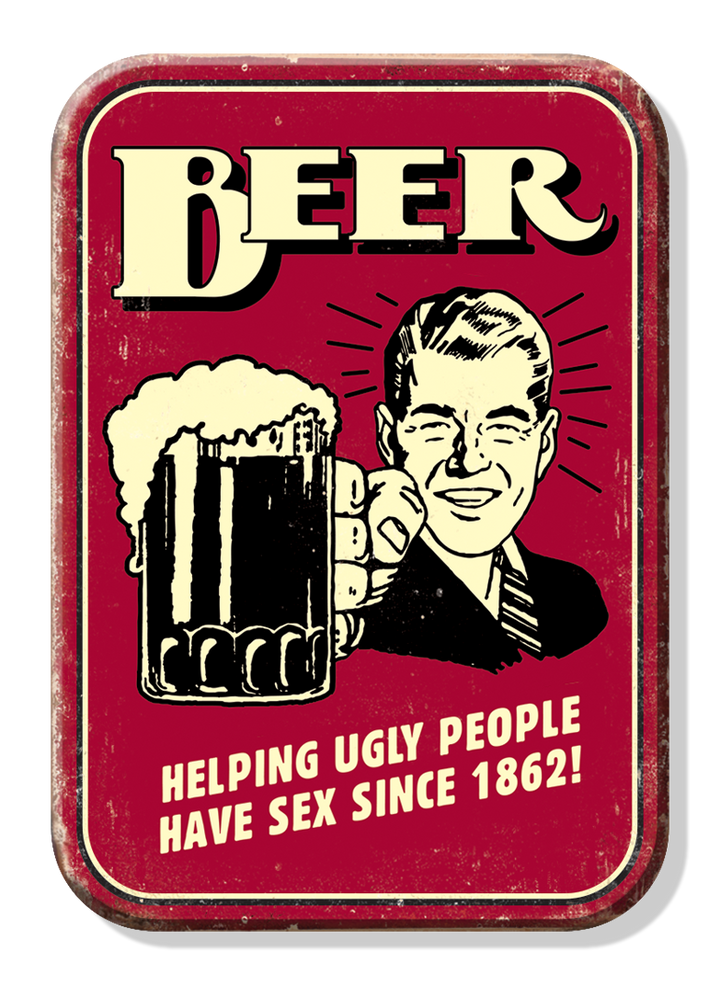 Magnet: Beer - Ugly People Metal wrapped with printed media
