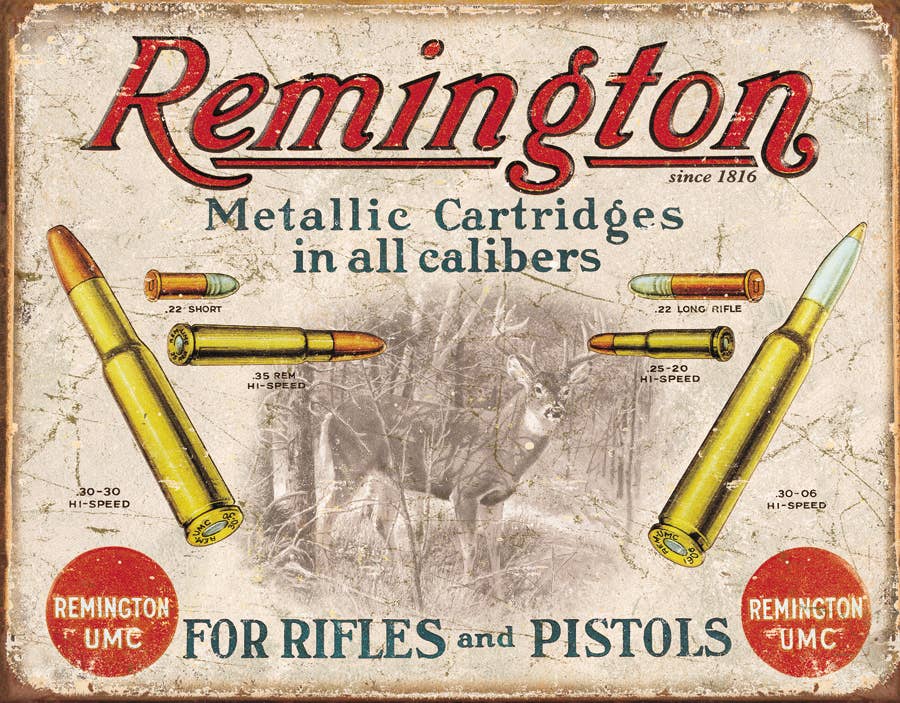 REM - For Rifles &amp; Pistols Tin Sign