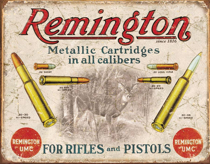 REM - For Rifles & Pistols Tin Sign
