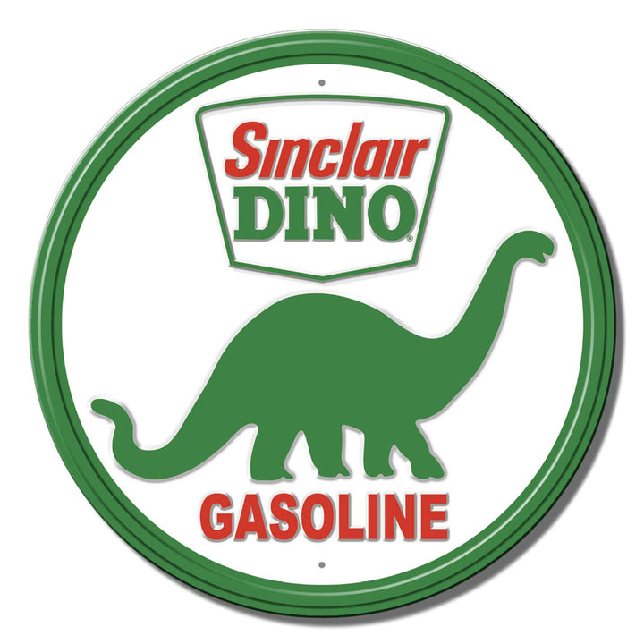 Round - Sinclair Dino Gasoline Tin Sign