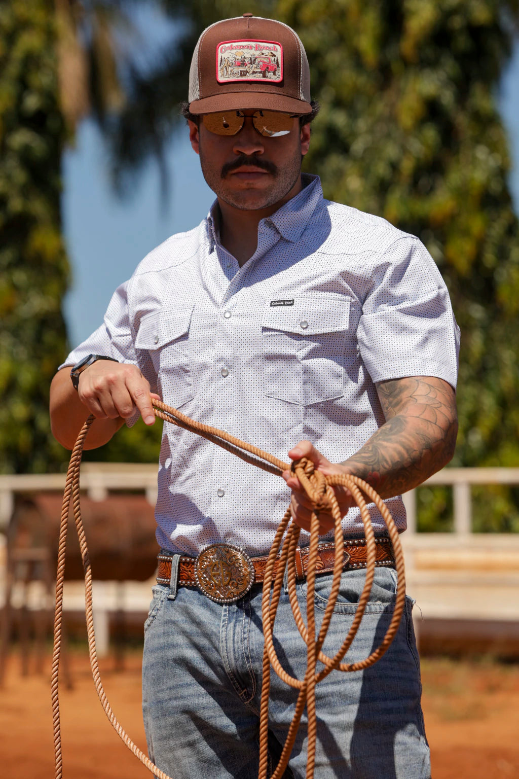 Cabana’s Ranch Shirt - Pearl Snap (with geometric pattern)