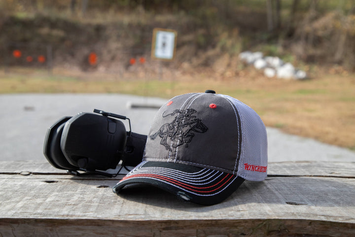 Winchester Horse and Rider Light Gray Cap