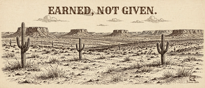 “Earned, Not Given” Desert Landscape Ceramic Mug